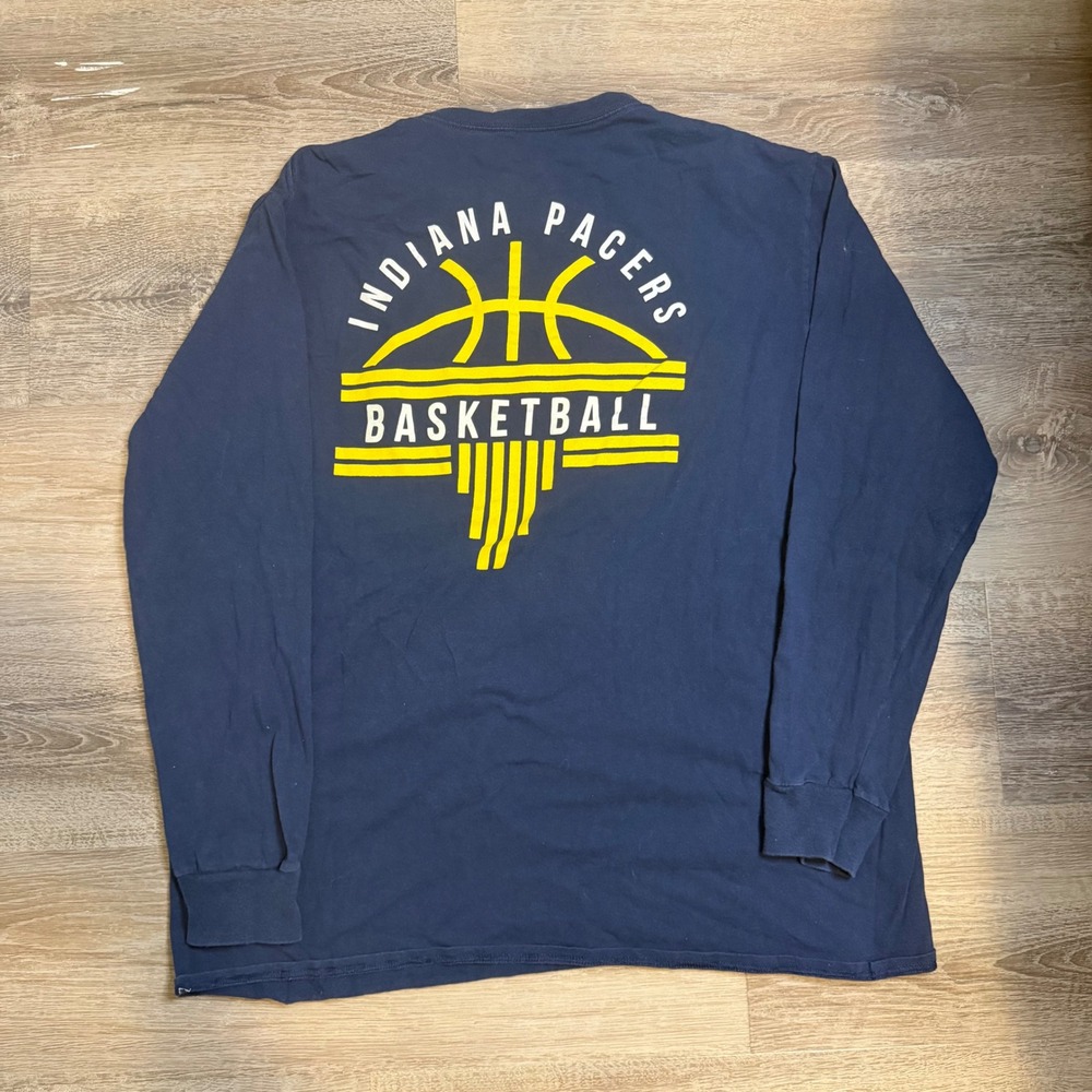 NBA Indiana Pacers Long Sleeve Graphic T-Shirt Mens XL Navy‎ Blue Basketball